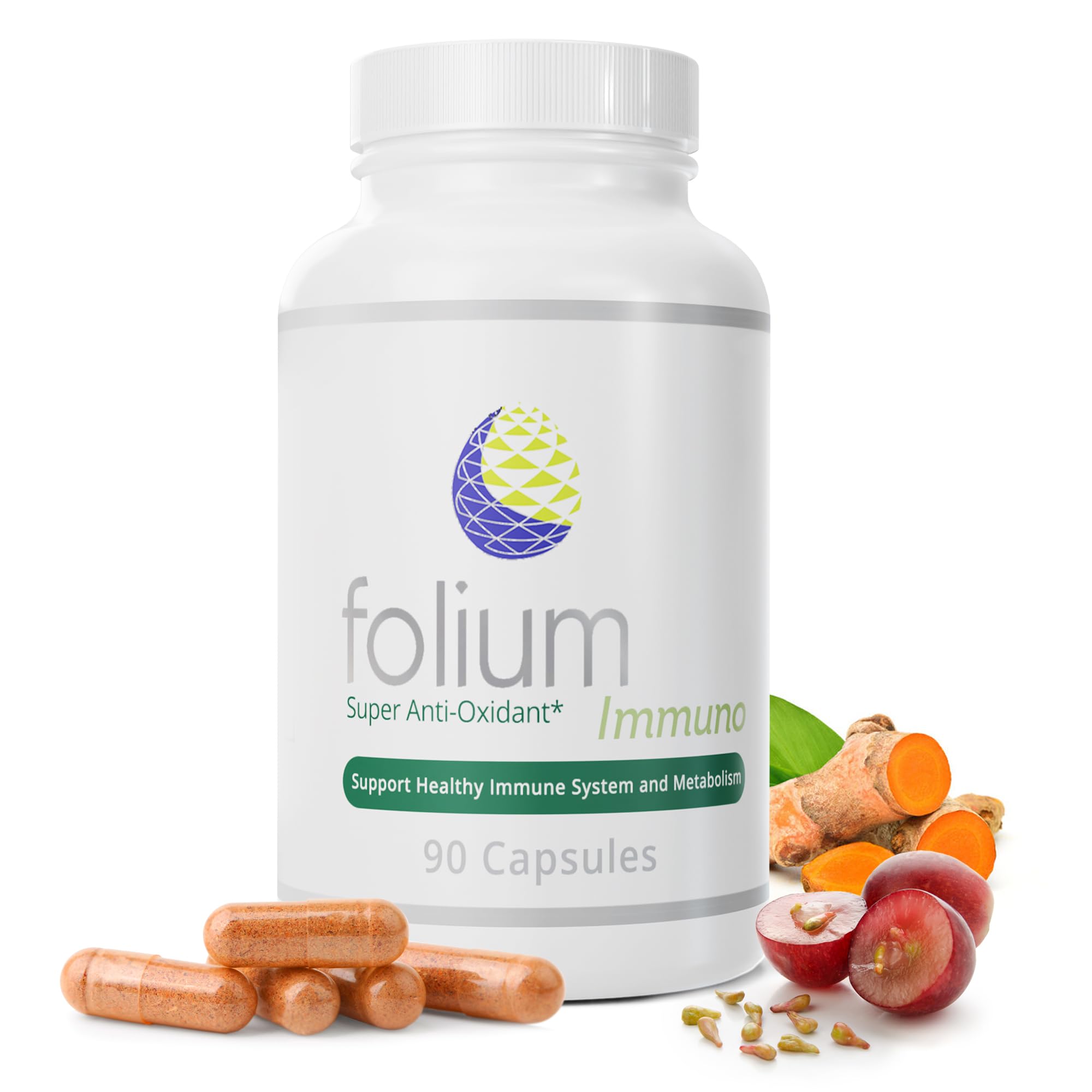 Folium Immuno Inflammatory Supplement and Pine Parts, GrapeSeed, Ginger, Turmeric, Green Tea, White Pepper & Pomegranate Extracts